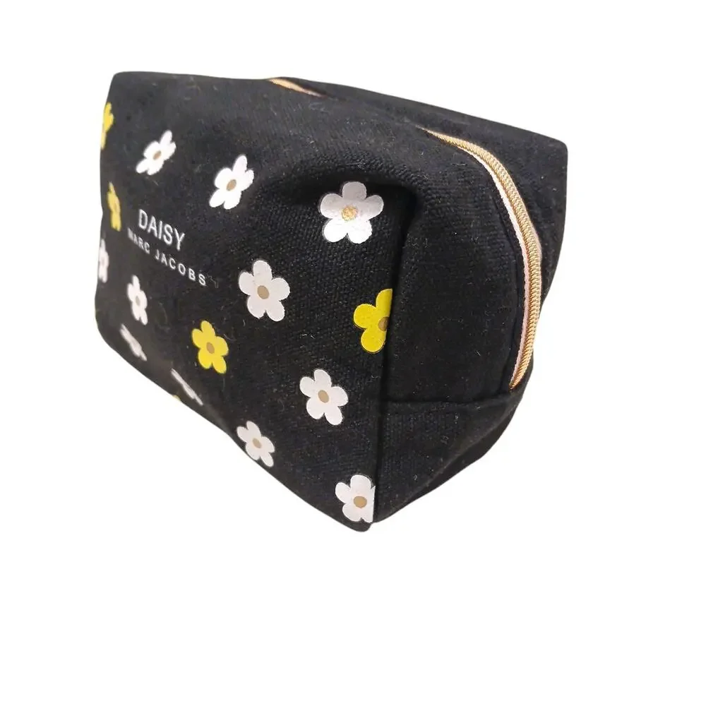 Marc Jacobs Daisy Black Makeup Cosmetics Bag Pouch Flowers Designer Canvas‎